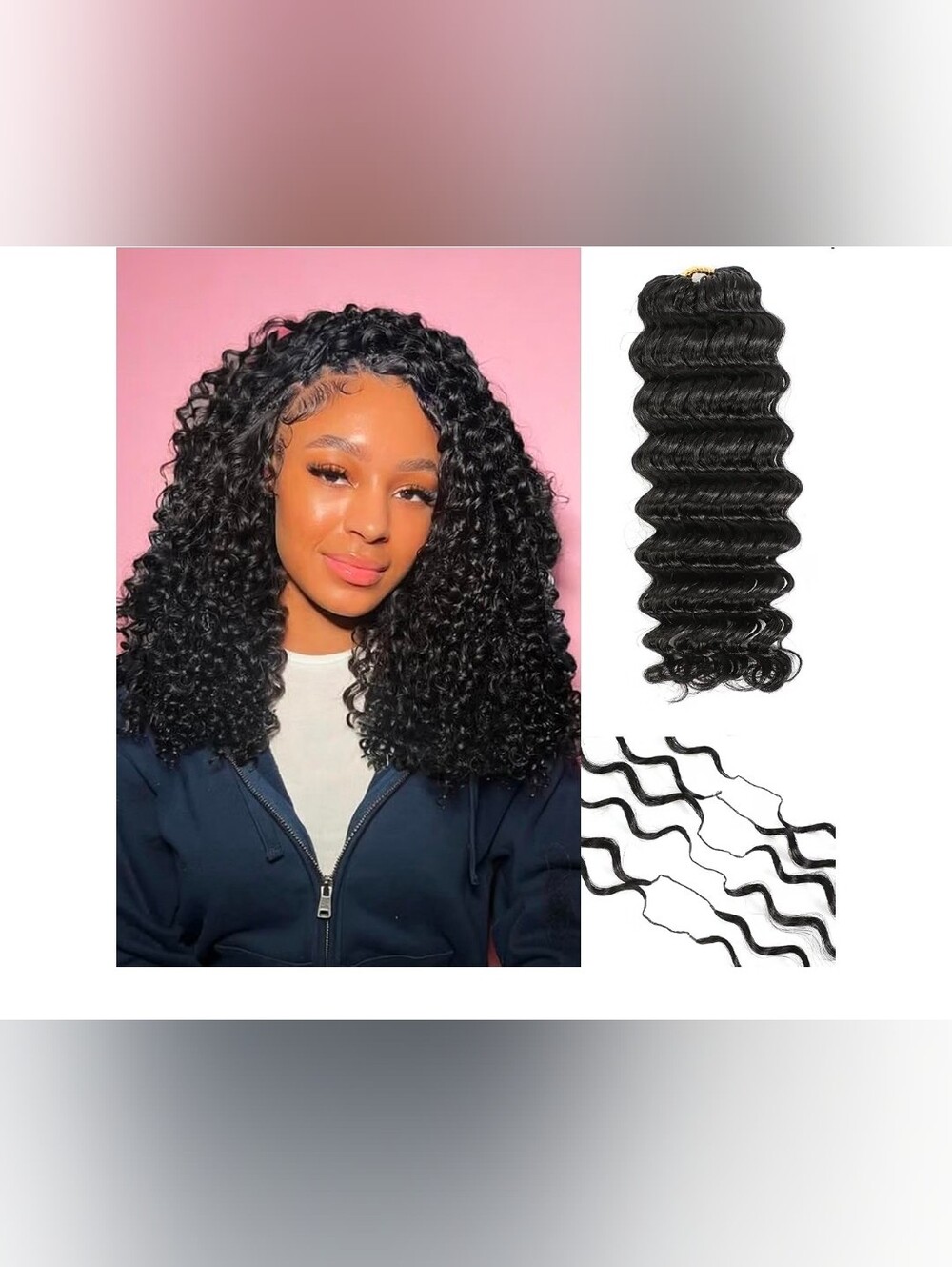 Deep Wave Crochet Human Hair Extensions 14 Inch